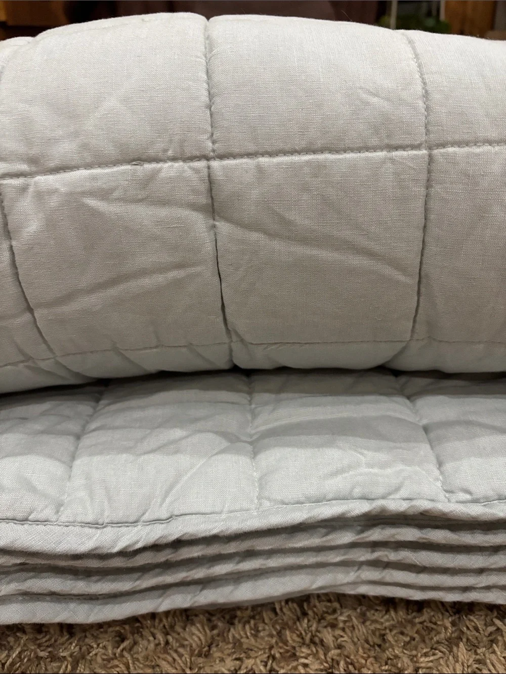 Quince European Linen Box Quilt Full/Queen Mist
